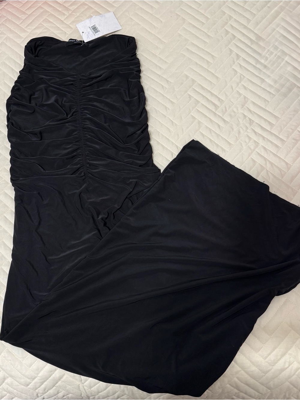 Naked wardrobe Nordstrom Black Ruched Maxi Skirt